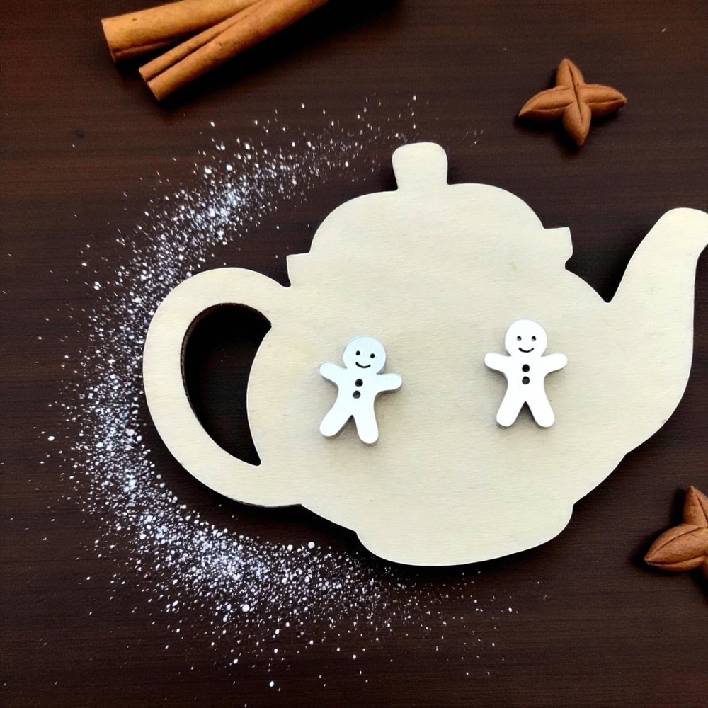 🆕 Gingerbread Man Stud Earrings Stainless Steel